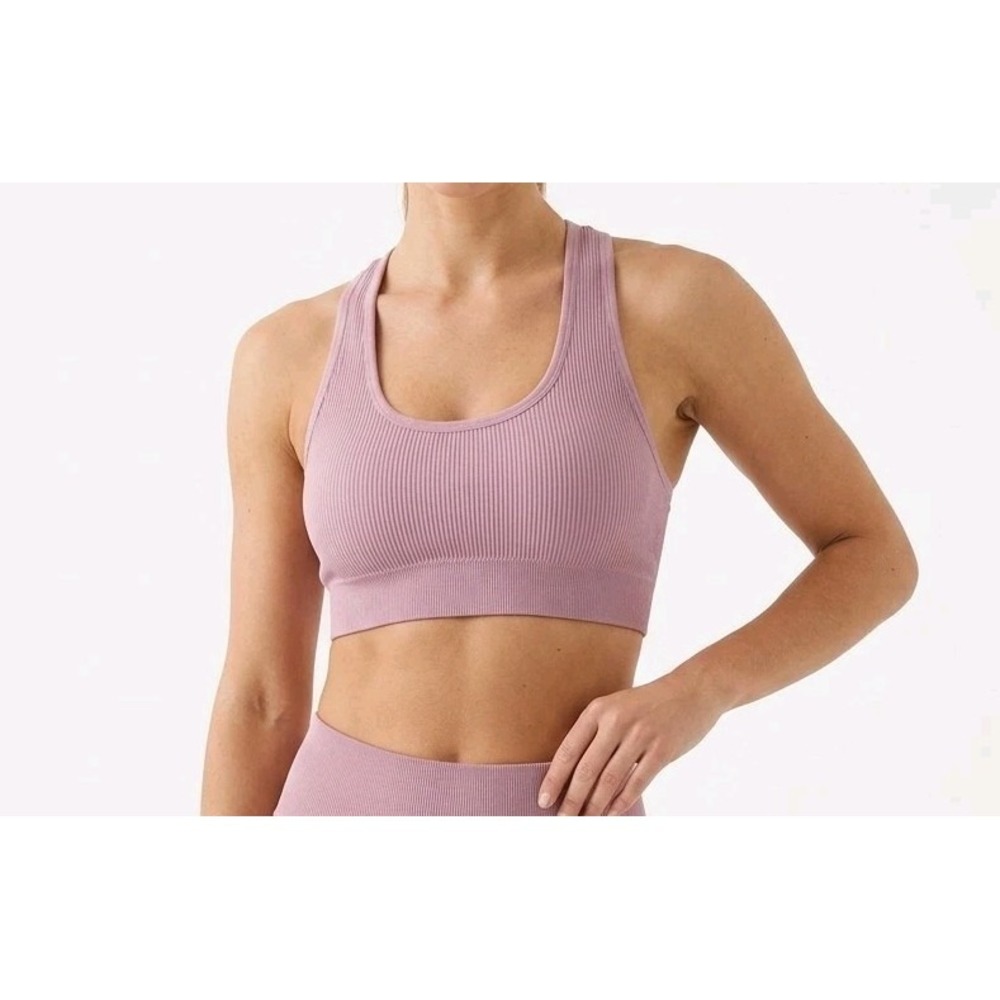 Aegis Chi Womens Seamless Rib Longline Sports Bra Mauve Pink‎ Size S
